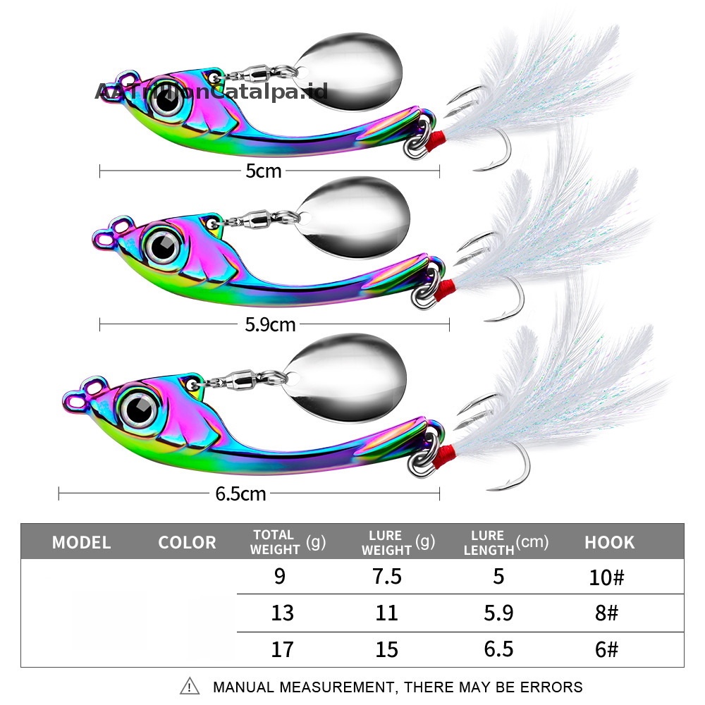 Aatrillioncatalpa Spinner Umpan 9g 13g 17g Metal Vib Fishing Lure Troli Rotag Sendok Wobbler S ID