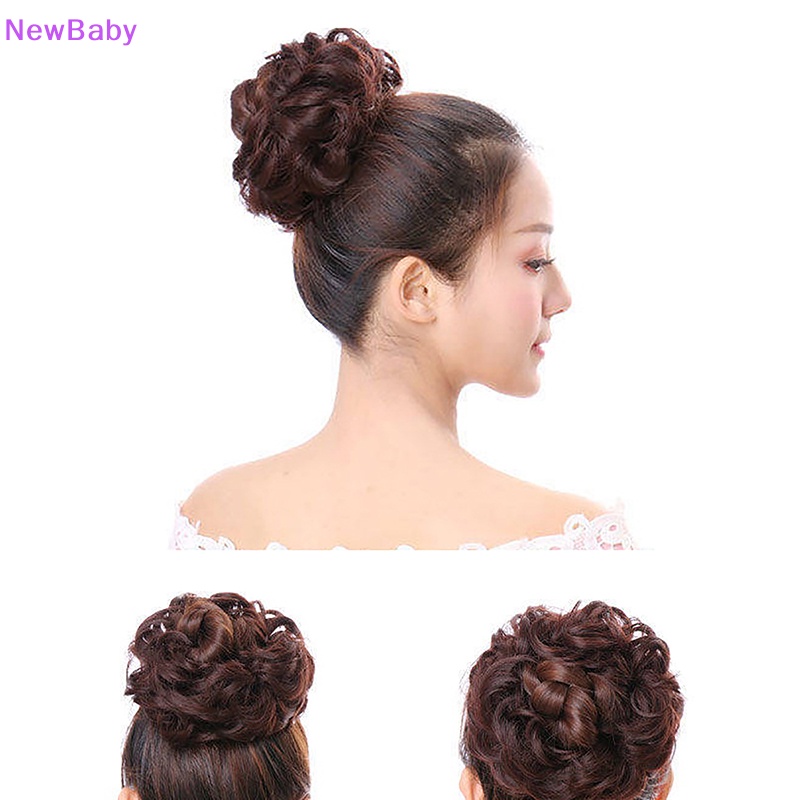 Newbaby Rambut Sintetis Sanggul Wig Ponytail Hair Extension Scrunchie Elastis Gelombang Curly ID