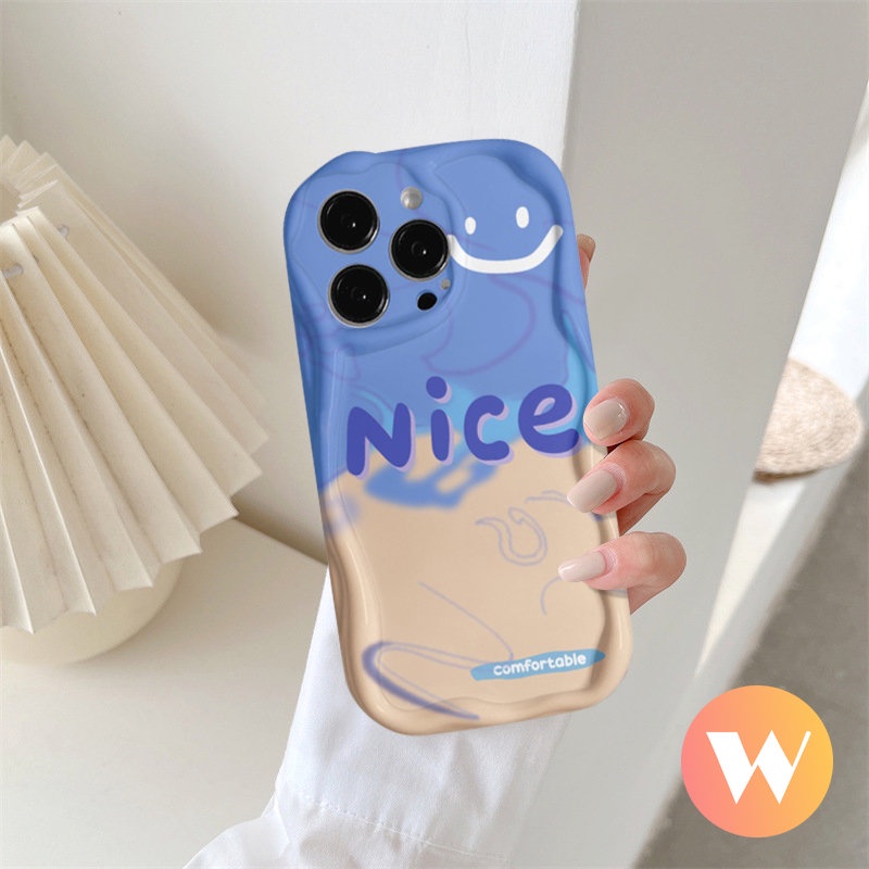 Case Untuk Oppo A17k A12 A53 A77s A5 A1k A15 A9 A16E A96 A74 A17 A77 A5s A52 A16 A54s A3s A16K A76 A54 A95 A57 A55 A92 A16s A31 A7 3D Wavy Curved Edge Letter Smile Flower Soft Cover