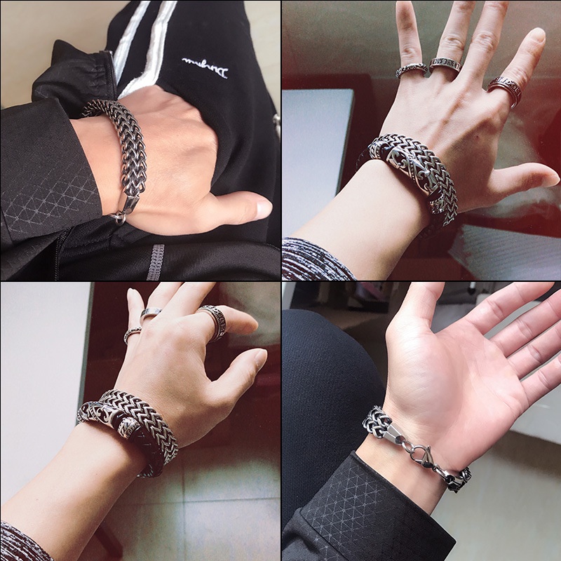 5mm /10MM Lebar Hip-hop Stainless Steel Pria Fashion Gelang Baja Titanium Perhiasan Aksesoris 20CM /21CM