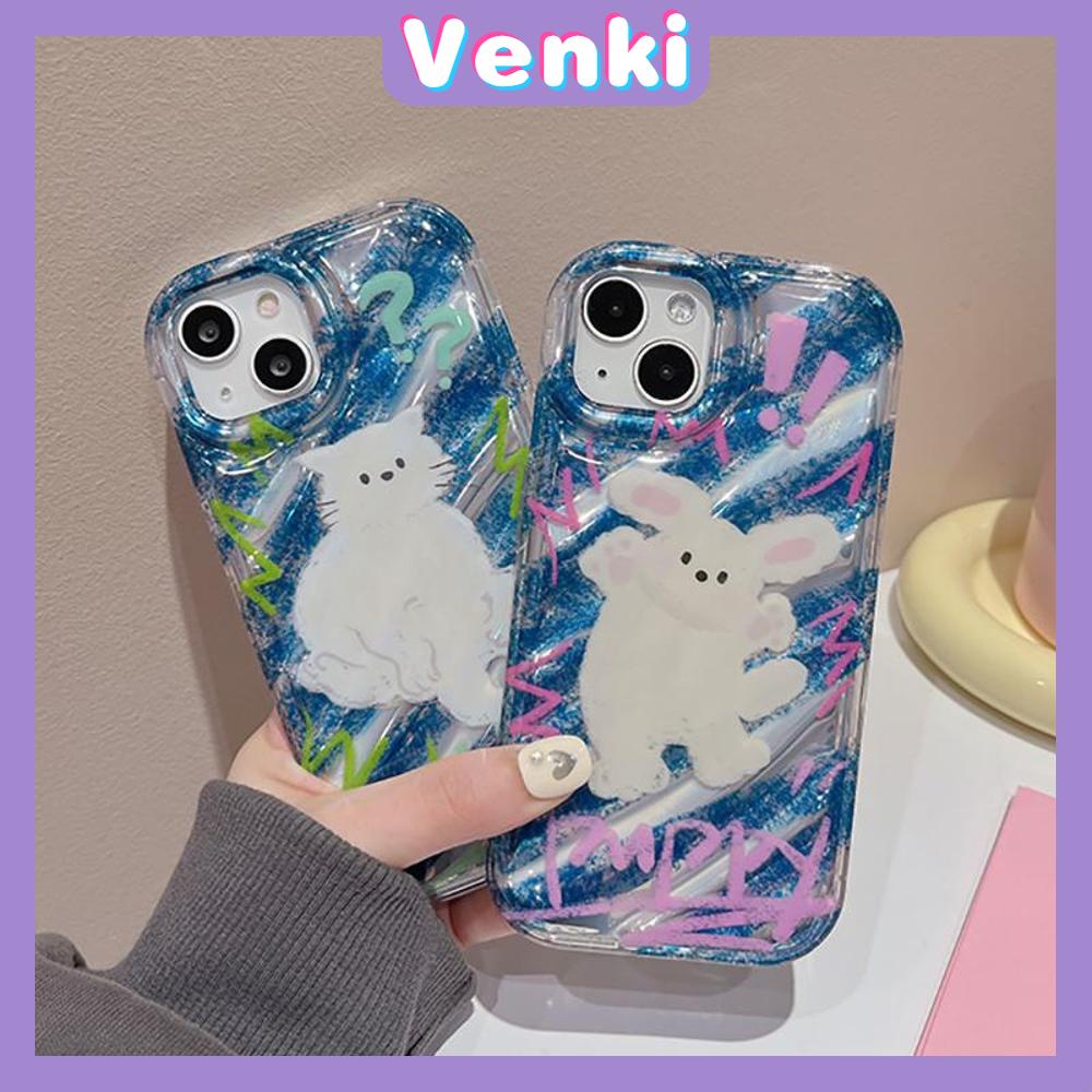 VENKI - Untuk iPhone 11 iPhone Case Laser Reflektif Bening Phone Case TPU Soft Shockproof Airbag Case Cute Kucing Anjing Kompatibel dengan iPhone 14 13 Pro Max 12 Pro Max XR 7PLus 8PLus