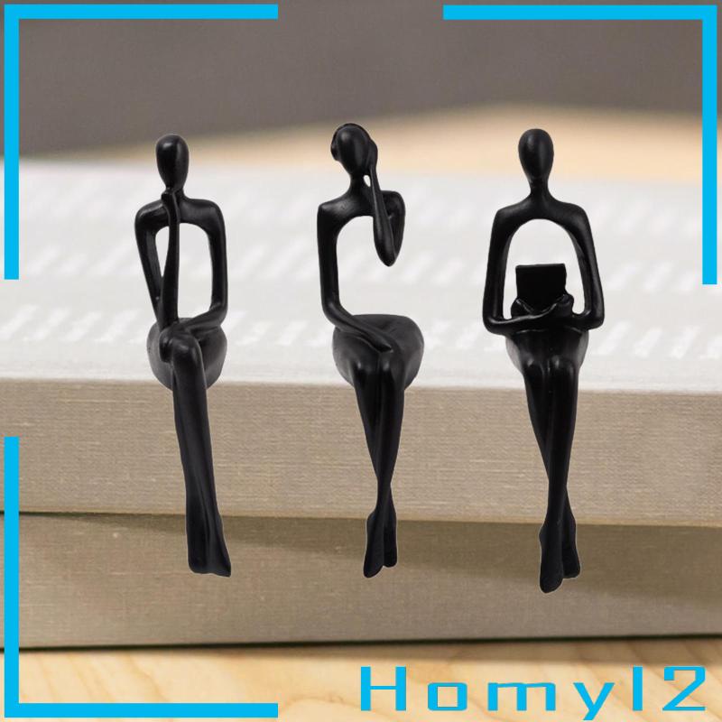 [HOMYL2] 3pcs Patung Thinker Duduk Abstrak Figurine Untuk Dekorasi Meja Rak