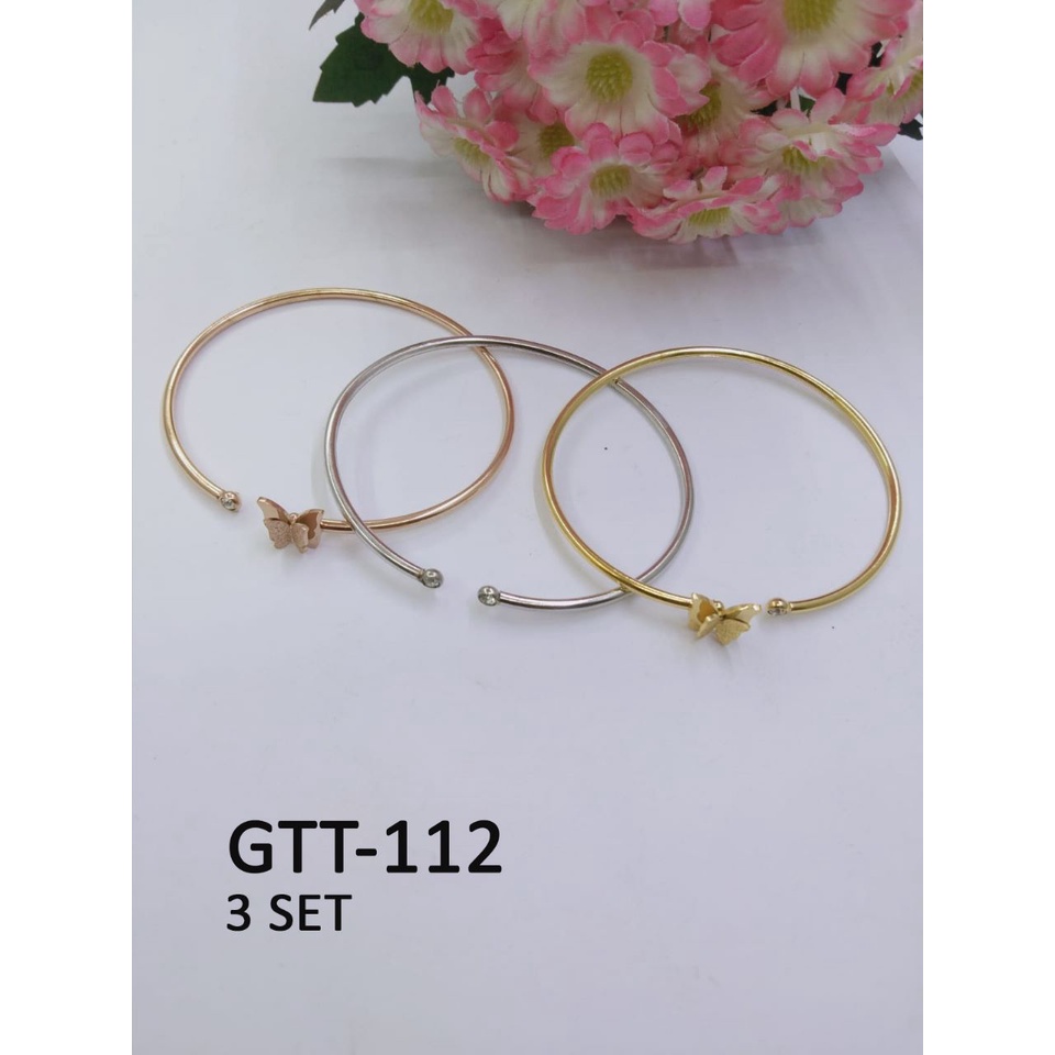 GELANG TANGAN TITANIUM EMAS GOLD KUPU DIAM TERMURAH / DUNIA GELANG