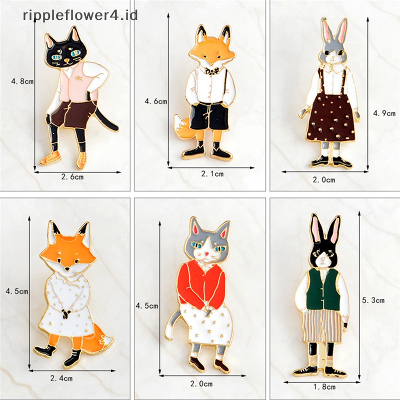 {rippleflower4.id} Enamel Kucing Bros Pin Hewan Kemeja Kerah Pin Lencana Korsase Perhiasan Hadiah~