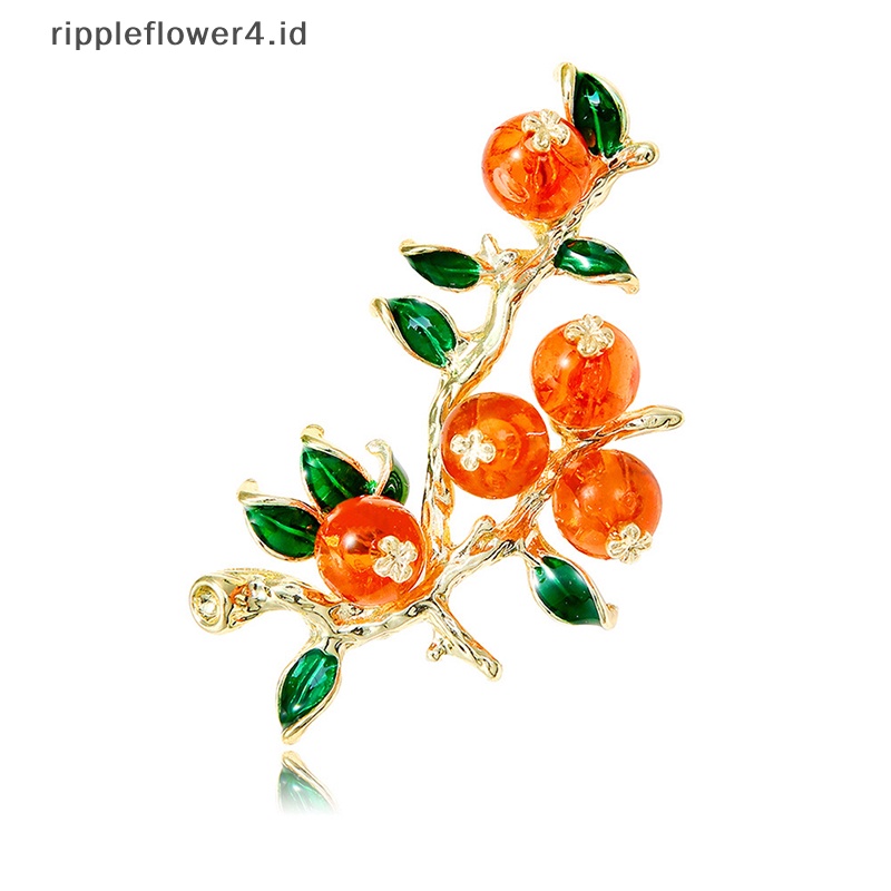 {rippleflower4.id} Retro Kesemek Ruyi Bros Untuk Wanita Kerah Pin Mantel Pesta Perhiasan Aksesoris~