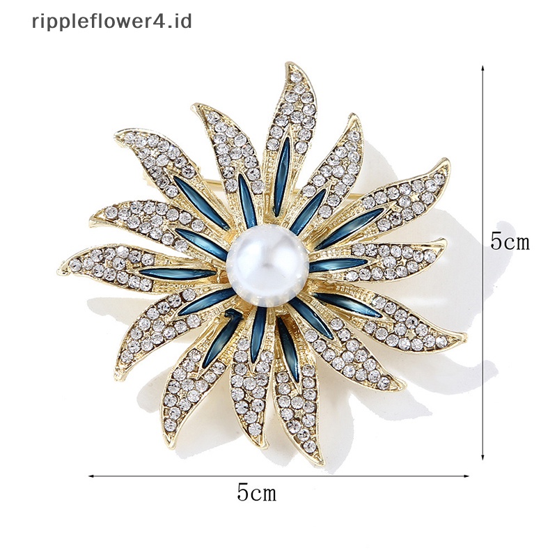 {rippleflower4.id} Bros Bunga Matahari Fashion Bros Mutiara Temperamen Untuk Pakaian Perempuan Aksesoris Mantel~