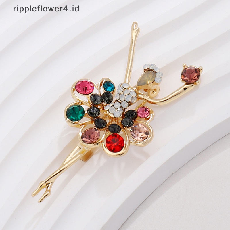 {rippleflower4.id} Indah Kristal Balet Penari Bros Perhiasan Pin Untuk Wanita Bros Pin Pakaian Dekoratif Lencana Pin~