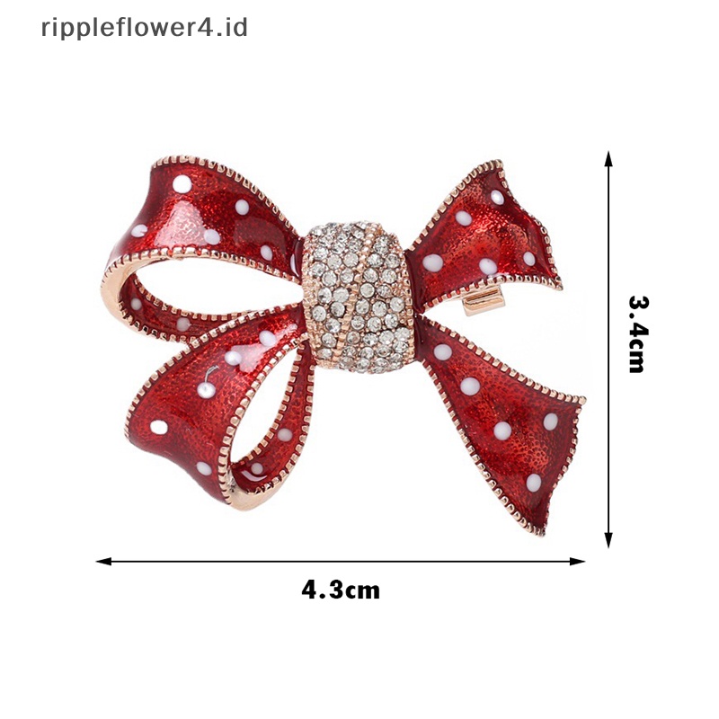 {rippleflower4.id} Merah Ikatan Simpul Berlian Imitasi Kristal Enamel Bros Pin Untuk Wanita Fashion Perhiasan Jas Mantel Aksesoris~