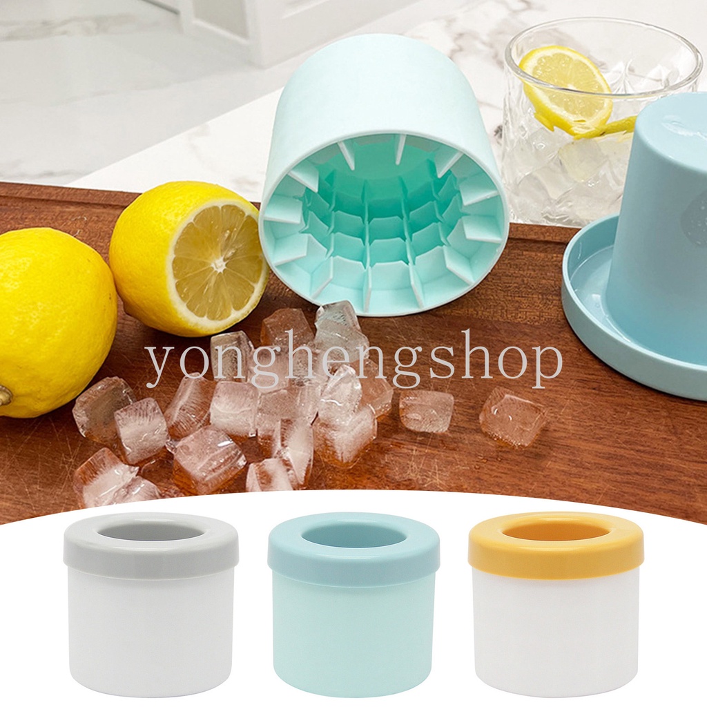 Cylinder Silicone Ice Bucket Cup Mold Ice Cube Tray Dengan Tutup Quick Freeze Ice Making Mold Untuk Whiskey Cocktail Minuman Clod Homemade Mini Ice Bucket Aksesoris Dapur