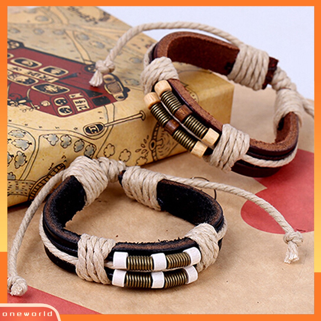 [WOD] Gelang Multilayer Gaya Punk Bahan Kulit Imitasi Unisex Braided Bracelet Untuk Pesta