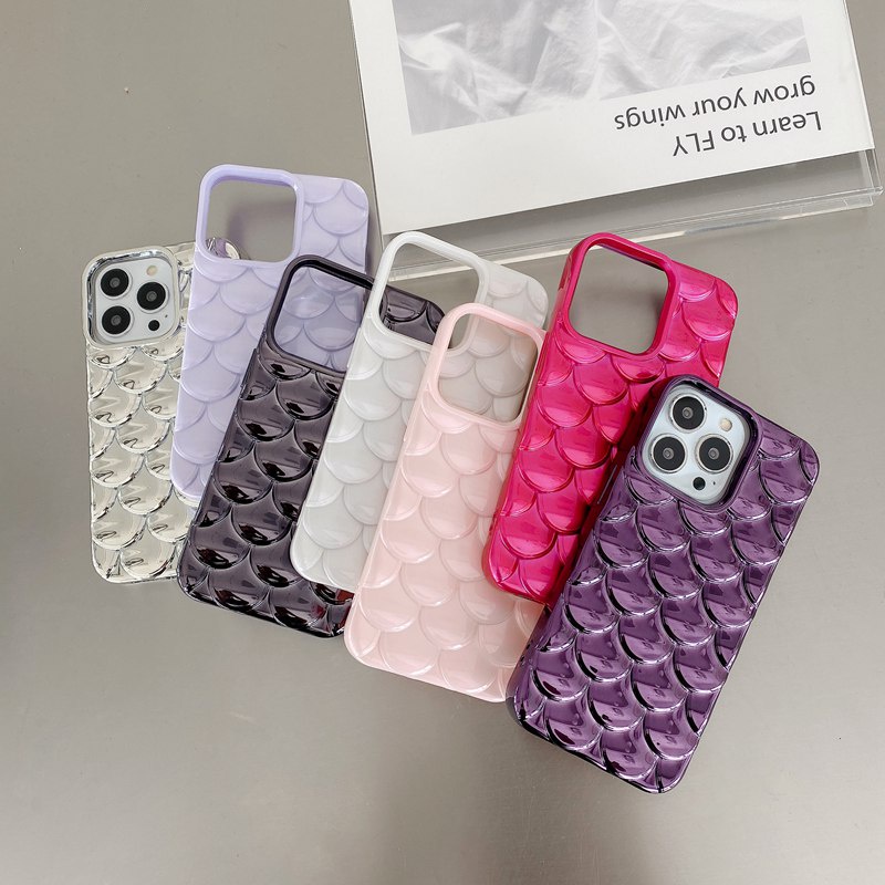 So Nice！Scale Style Mermaid Soft Silicon Case iP iPhone 12 13 14 Pro Max 11 FTD 7Colors Casing Apple