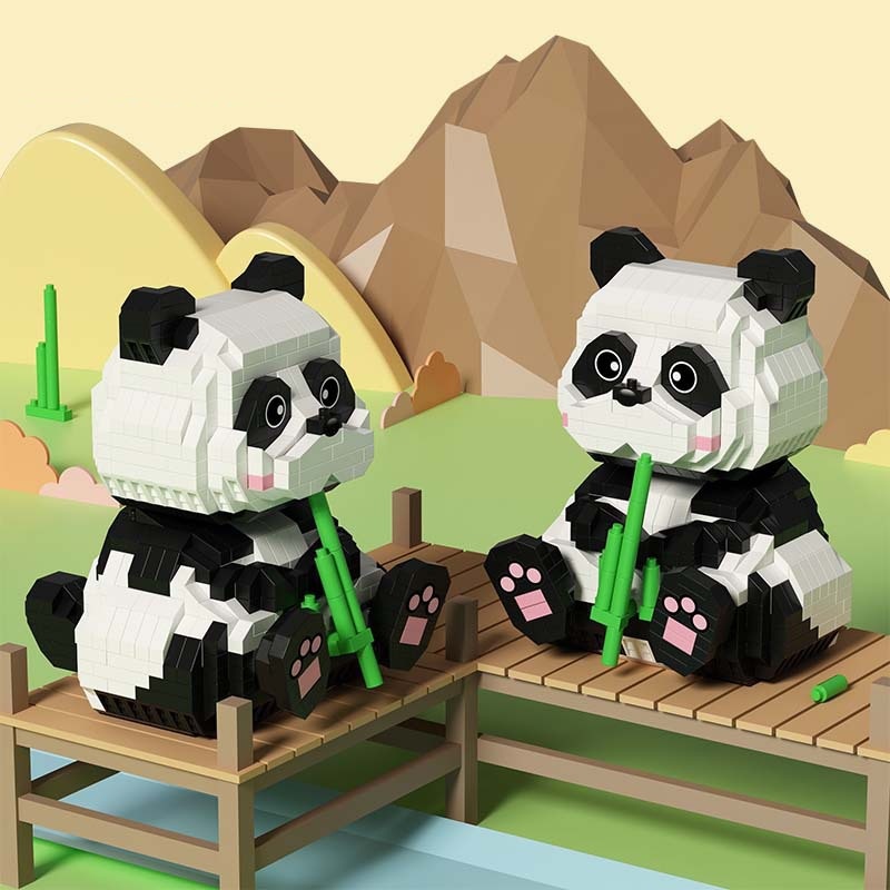 Kompatibel Dengan Mainan Blok Bangunan Lego Panda Partikel Nasional Trendi diy Ornamen Hadiah Pena Holder