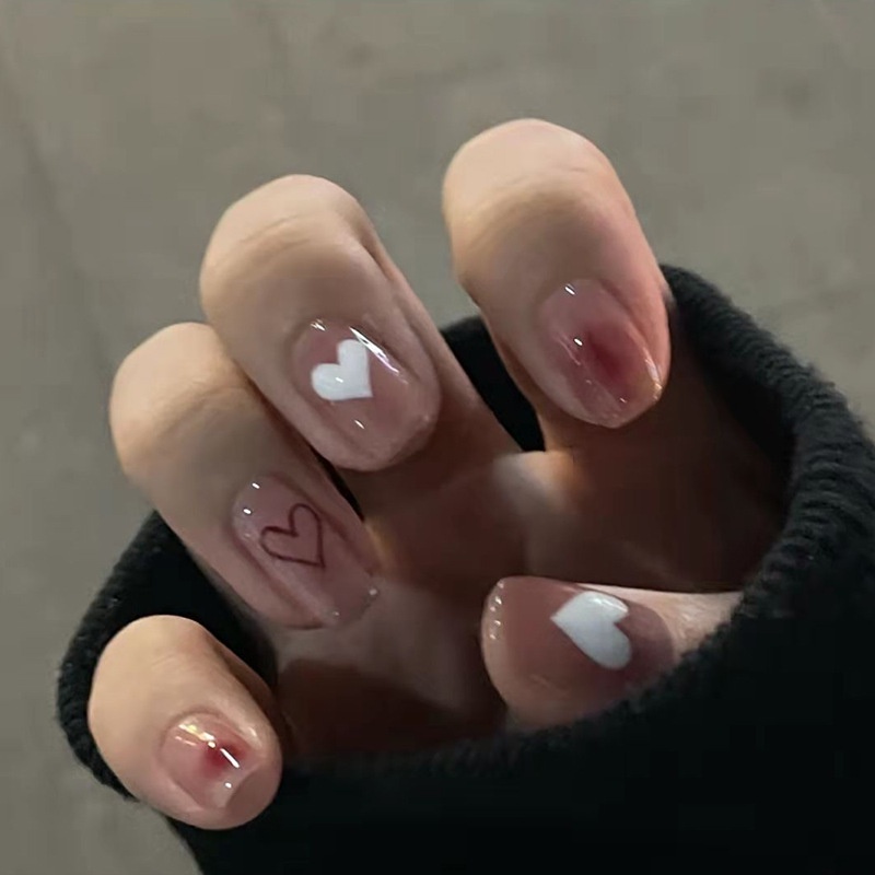Love Blends on Nails Lem Jelly Pada Paku Dengan Desain Isi 24pcs Untuk Wanita Dan Anak Perempuan