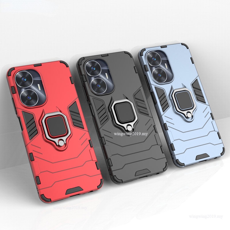 Shockproof Armor Case Untuk Realme C55 Cases Stand Holder Magnetic Phone Back Cover Untuk OPPO Realme C55 Tritone