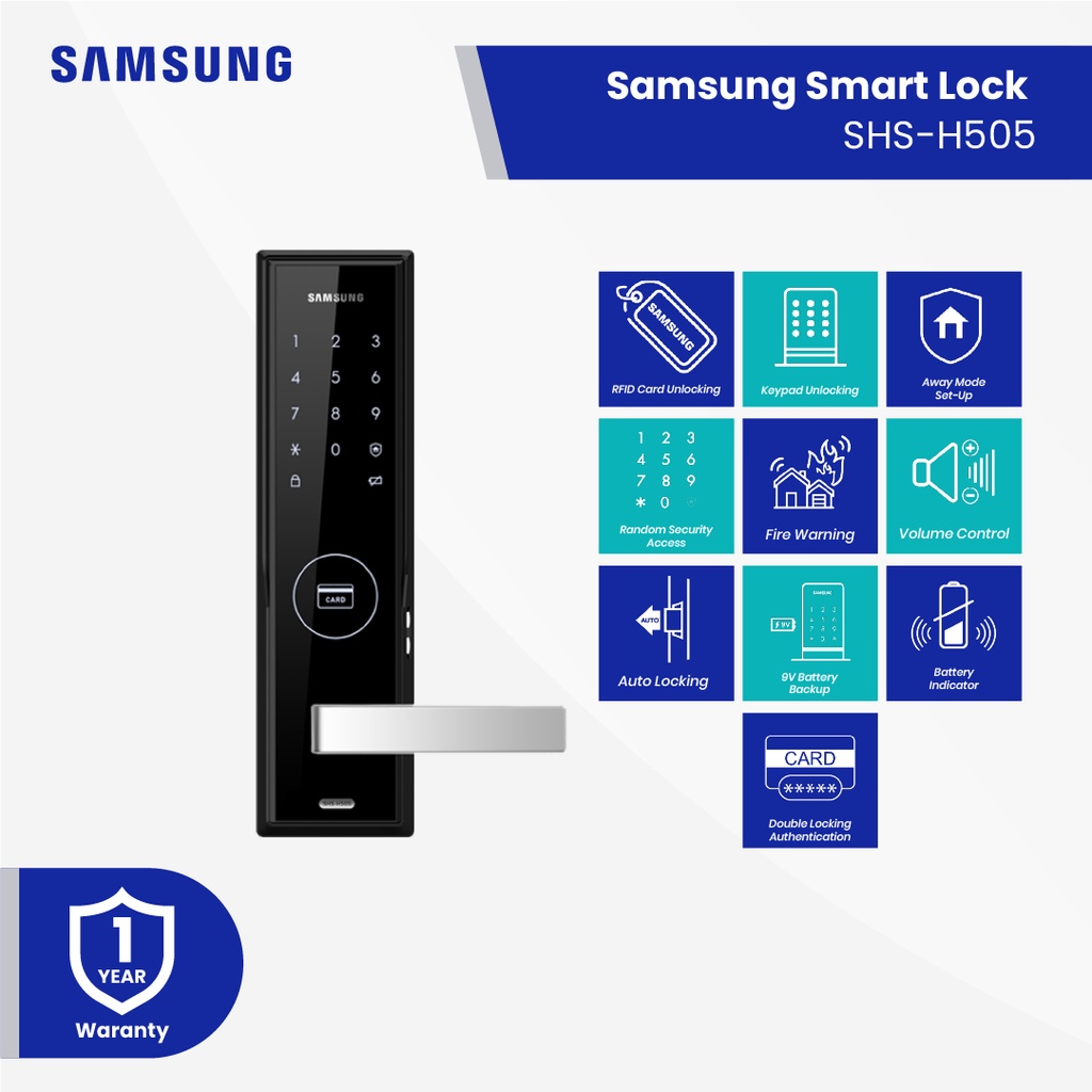 Samsung Digital  Kunci Pintu Digital Smart Door Lock SHS-H505 Garansi Resmi
