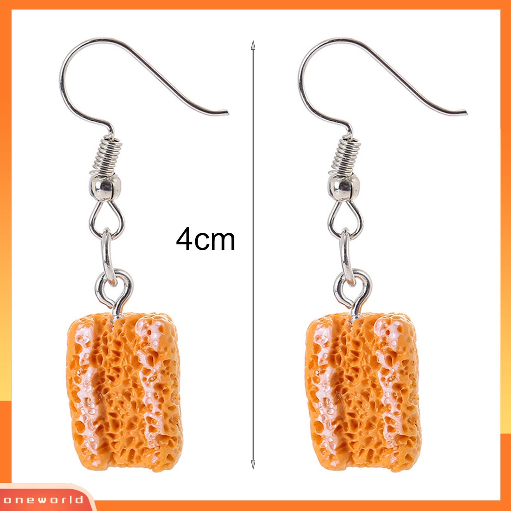 [WOD] 1pasang Anting Drop Roti Lucu Perhiasan Tahan Lama Cerah Luster Hook Earrings Untuk Pakaian Sehari-Hari
