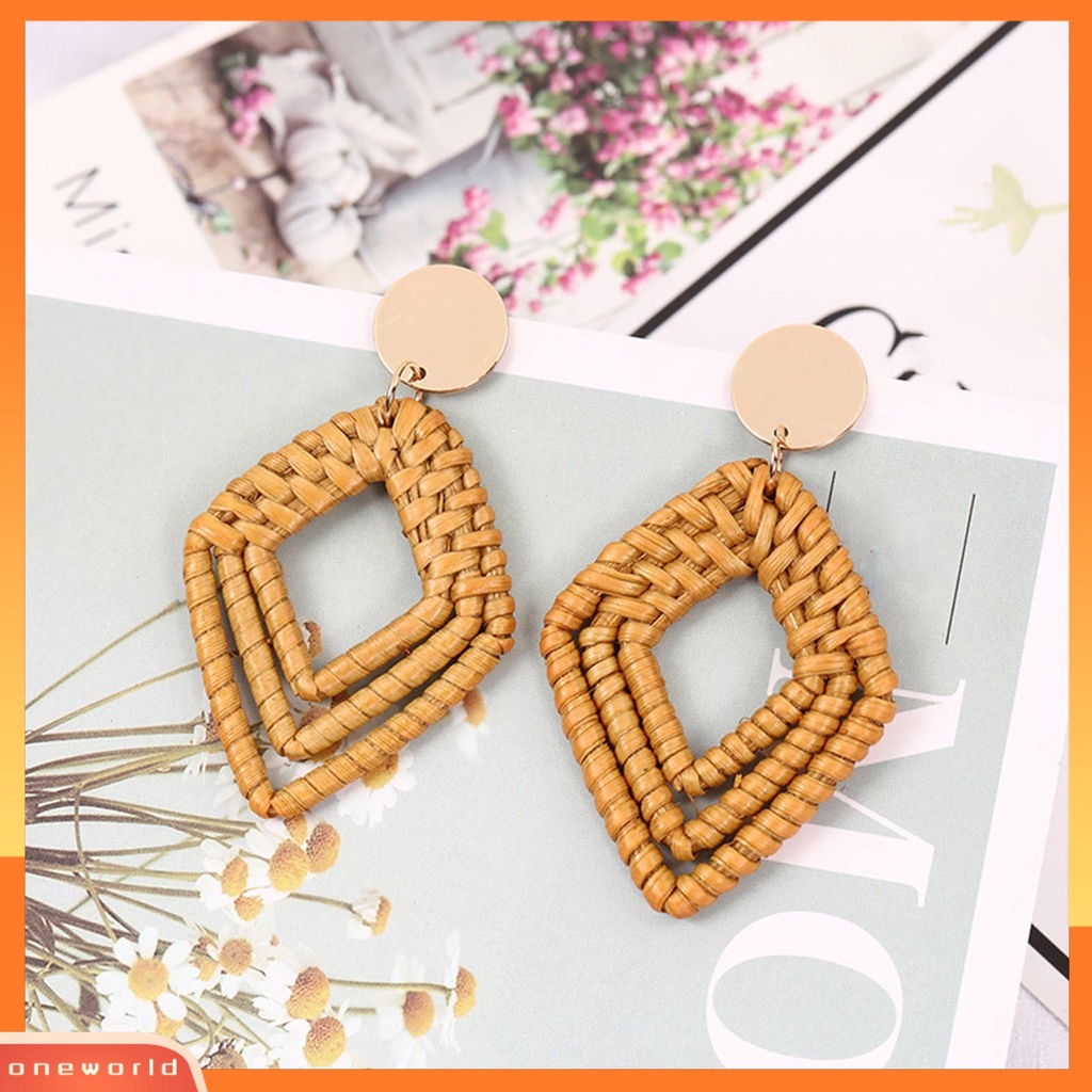 [WOD] 1pasang Anting Wanita Handmade Geometris Vintage Ringan Elegan Menjuntai Earrings Untuk Perjamuan