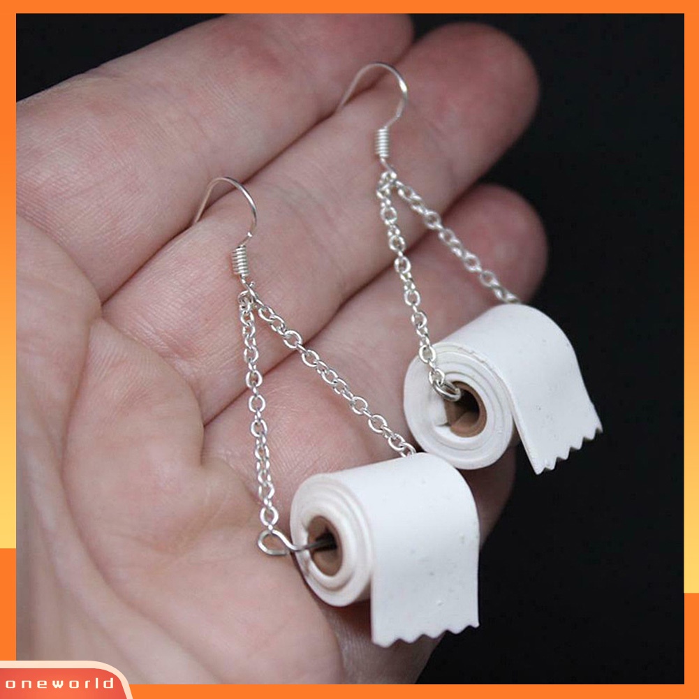 [WOD] Fashion Wanita Toilet Kertas Liontin Rantai Kalung Kait Anting Perhiasan Hadiah