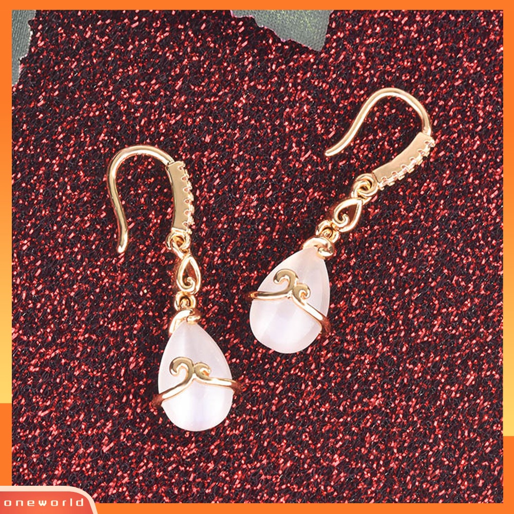 [WOD] Fashion Wanita Tetesan Air Imitasi Opal Menjuntai Ear Hook Anting Pesta Perhiasan Hadiah