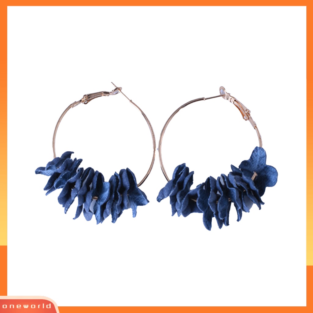 [WOD] 2pcs Anting Hoop Kelopak Eardrop Wanita Perempuan Perhiasan Fashion Sederhana Untuk Pesta