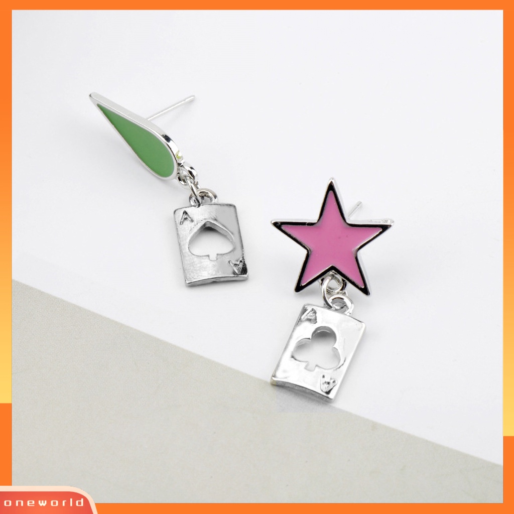 [WOD] Hunter Anime Cosplay Poker Joker Ear Stud Earring Untuk Aksesoris Perhiasan Hisoka