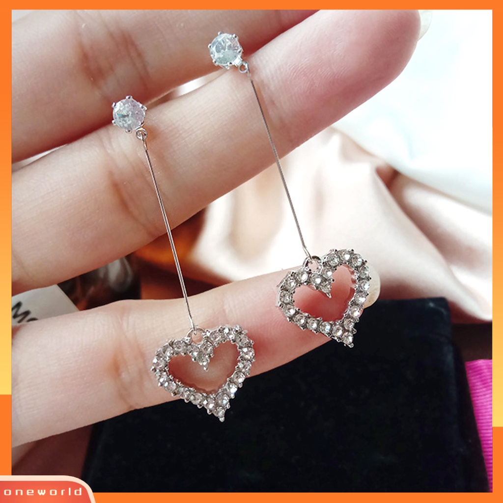 [WOD] Anting Tusuk Bentuk Hati All Matching Alloy Fancy Stud Pendant Untuk Hari Kasih Sayang