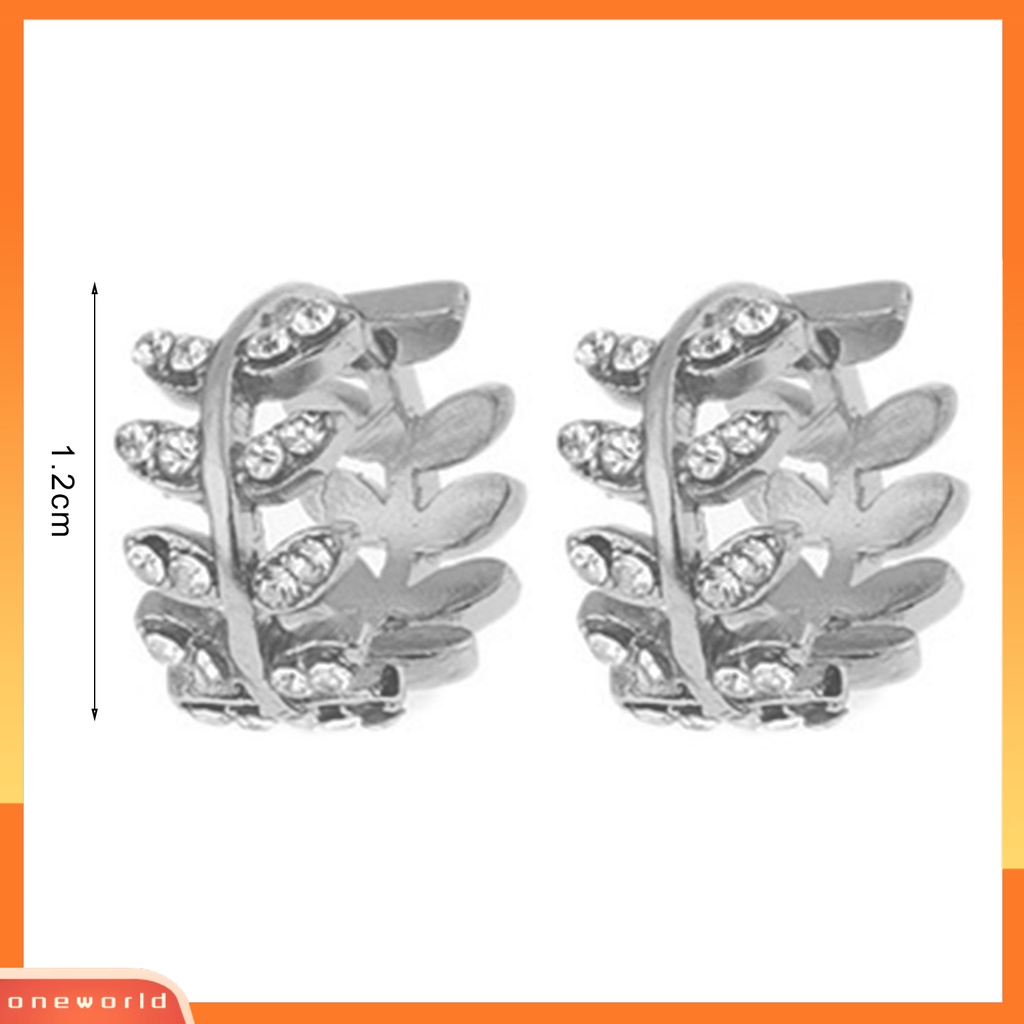 [WOD] 1pasang Huggie Earrings Tahan Korupsi Kelengketan Besar Warna Kontras Bentuk Daun Pesta Bulat Huggie Earrings Perhiasan Wanita