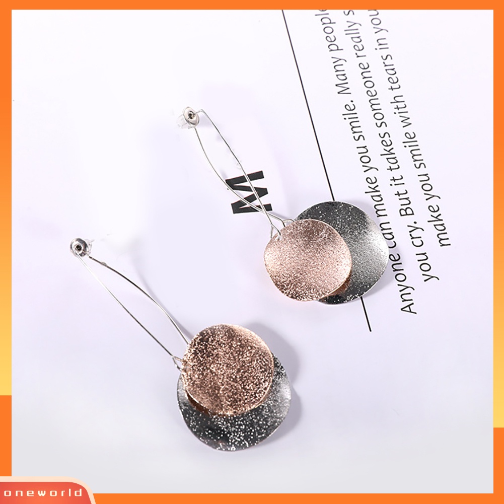 [WOD] Fashion Panjang Bulat Liontin Menjuntai Ear Stud Earrings Wanita Gadis Perhiasan Hadiah