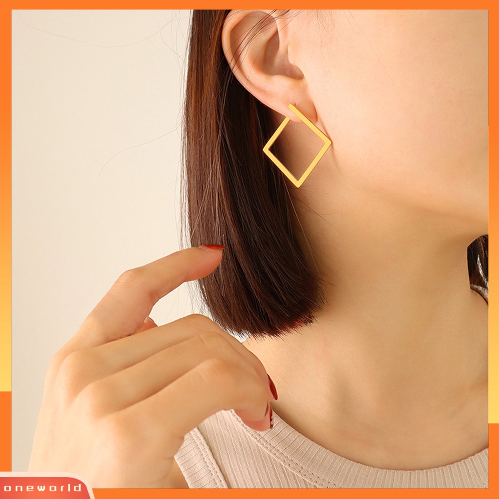 [WOD] 1pasang Anting Tusuk Berlebihan Tidak Teratur Wanita Minimalis Square Drop Earrings Hiasan Perhiasan Untuk Pacaran