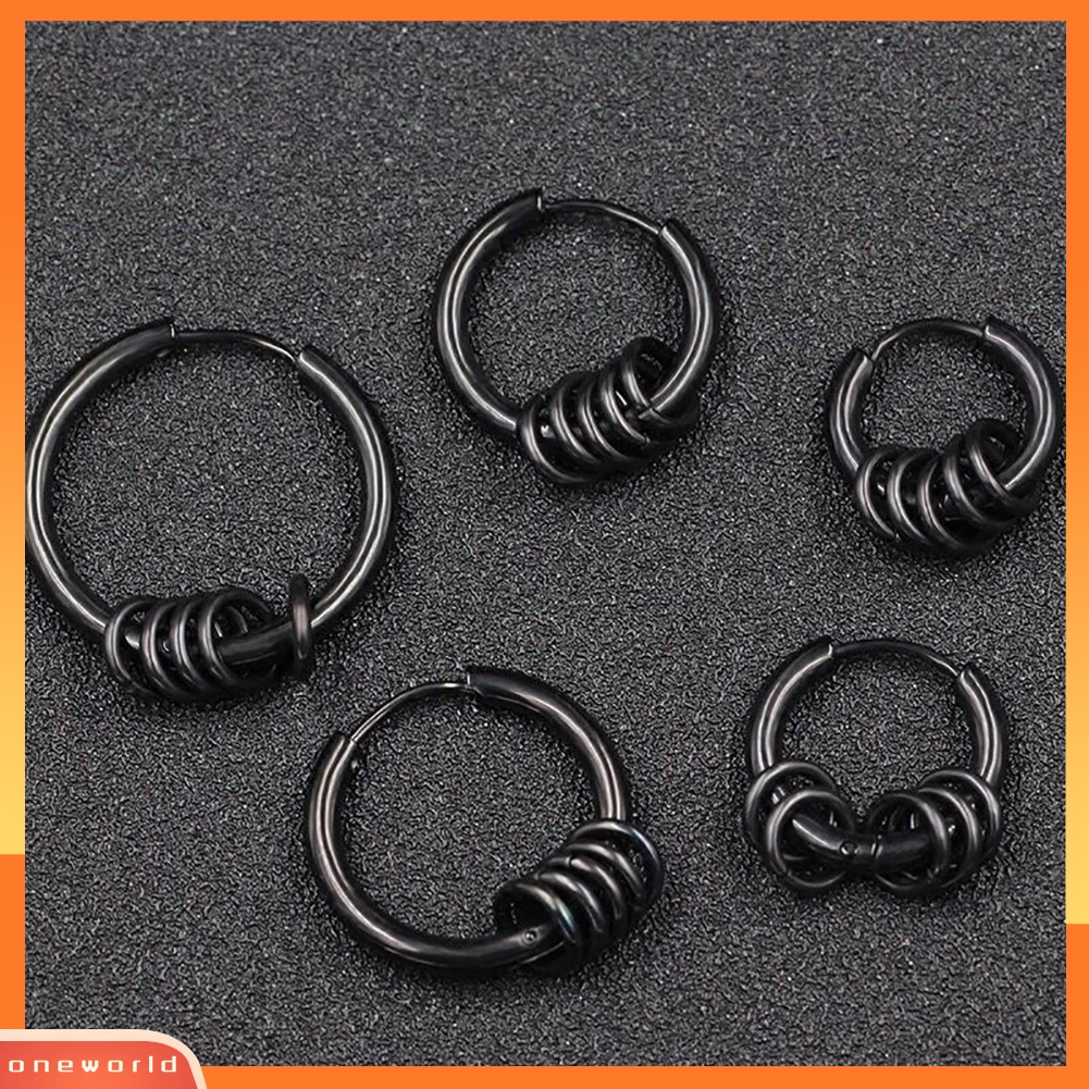 [WOD] Fashion Unisex Lingkaran Hip-Hop Baja Huggie Anting Pesta Club Perhiasan Hadiah