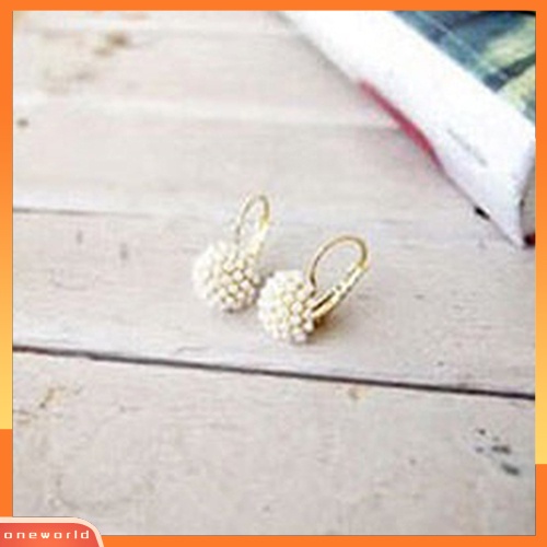 [WOD] Elegan Lady Girl Mutiara Imitasi Leverback Earrings Hadiah Perhiasan Pengantin Pernikahan