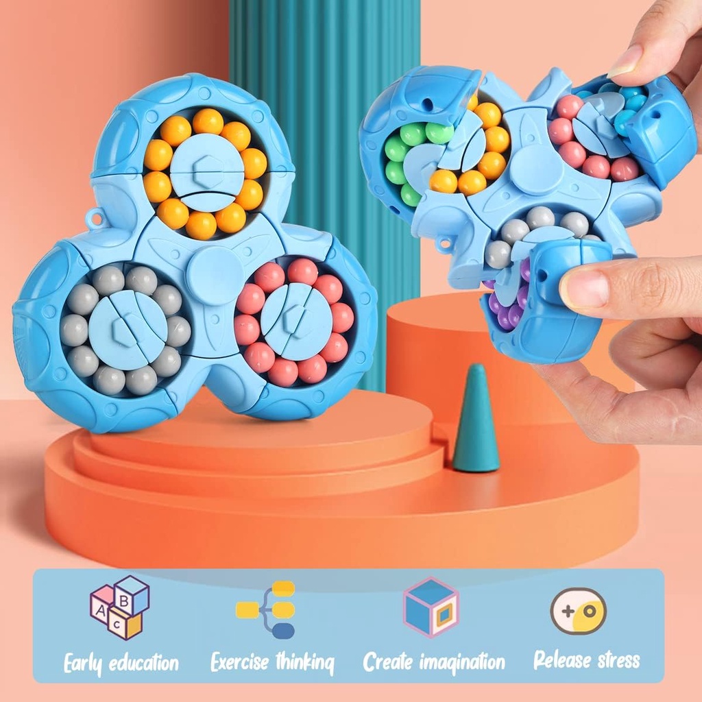 Mainan Sensor Tangan Pengurang Stres Spinner Kubus Magic Yang Berputar Untuk Anak-anak, Permainan Kacang Ajaib Yang Mendukung Pesta Ideal