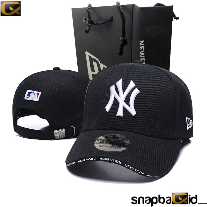 Topi Pria Wanita MLB NY Yankees Full Black import
