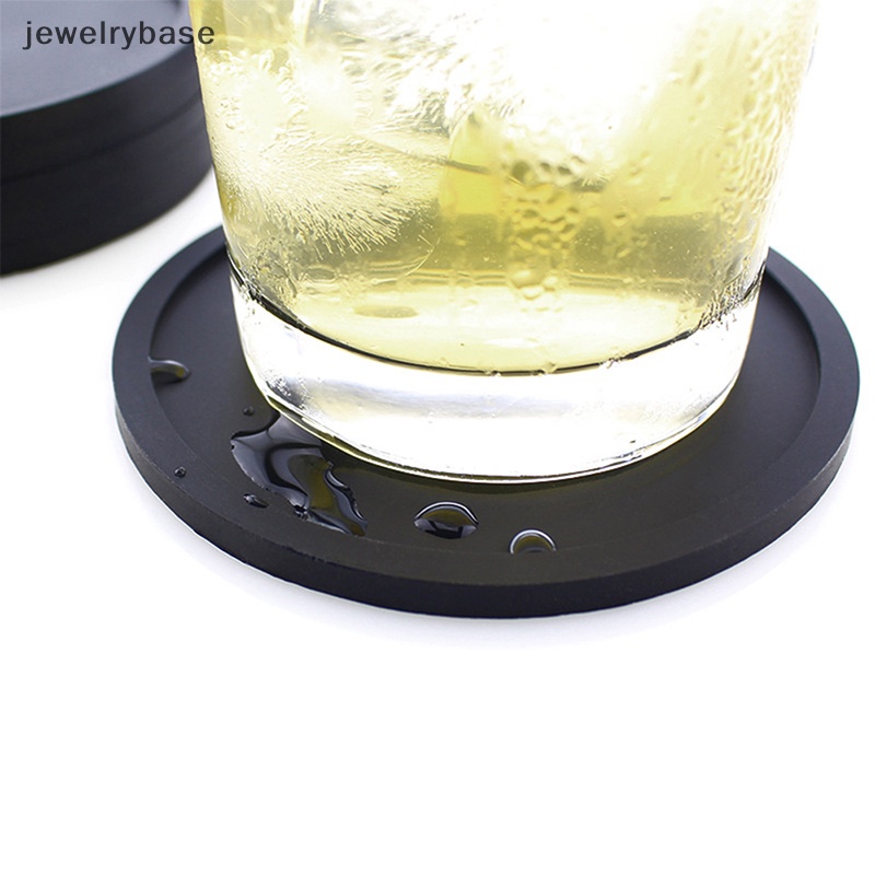 [jewelrybase] Tatakan Gelas Silikon Gelas Bulat Set Isi 6pcs Tatakan Gelas Dengan Holder Glass Coaster Set Silicone Coaster Non-Slip &amp; Washable Butik