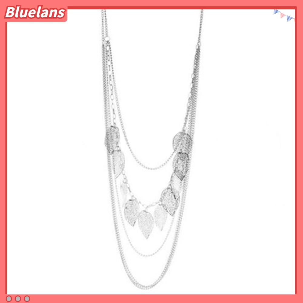 [BLS] Wanita Multi-layer Kalung Bohemia Liontin Daun Sweater Panjang Rantai Perhiasan