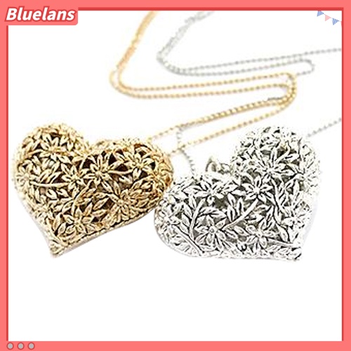 [BLS] Perhiasan Fashion Wanita Berongga Pernyataan Hati Bib Liontin Rantai Choker Kalung