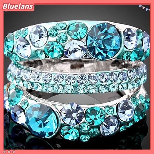 [BLS] Cincin Cubic Zirconia Wanita Paduan Band Berlian Imitasi Kristal Perhiasan Hadiah Mempesona