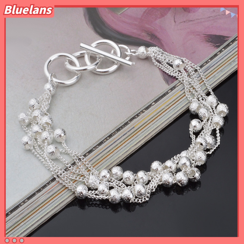 [BLS] Wanita Shiny Faux Pearl Beads Bangle Shimmers Charm Rantai Gelang Perhiasan Hadiah