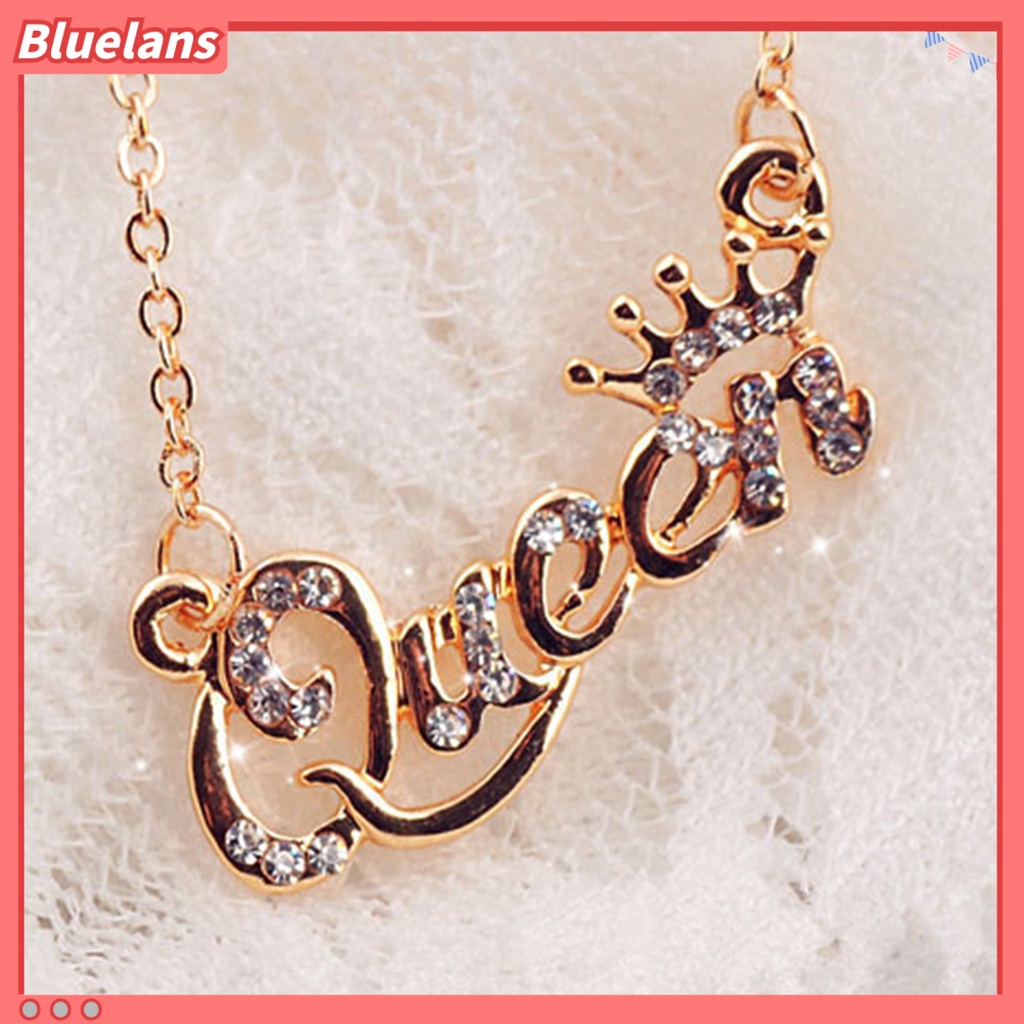 [BLS] Berlian Imitasi Bersinar Menawan Gadis Kalung Mewah Ratu Mahkota Rantai Kalung Perhiasan Aksesoris