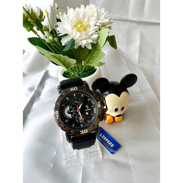 Jam Tangan LEOPARD Original Chrono Sport Strabp Rubber Water Resist A1