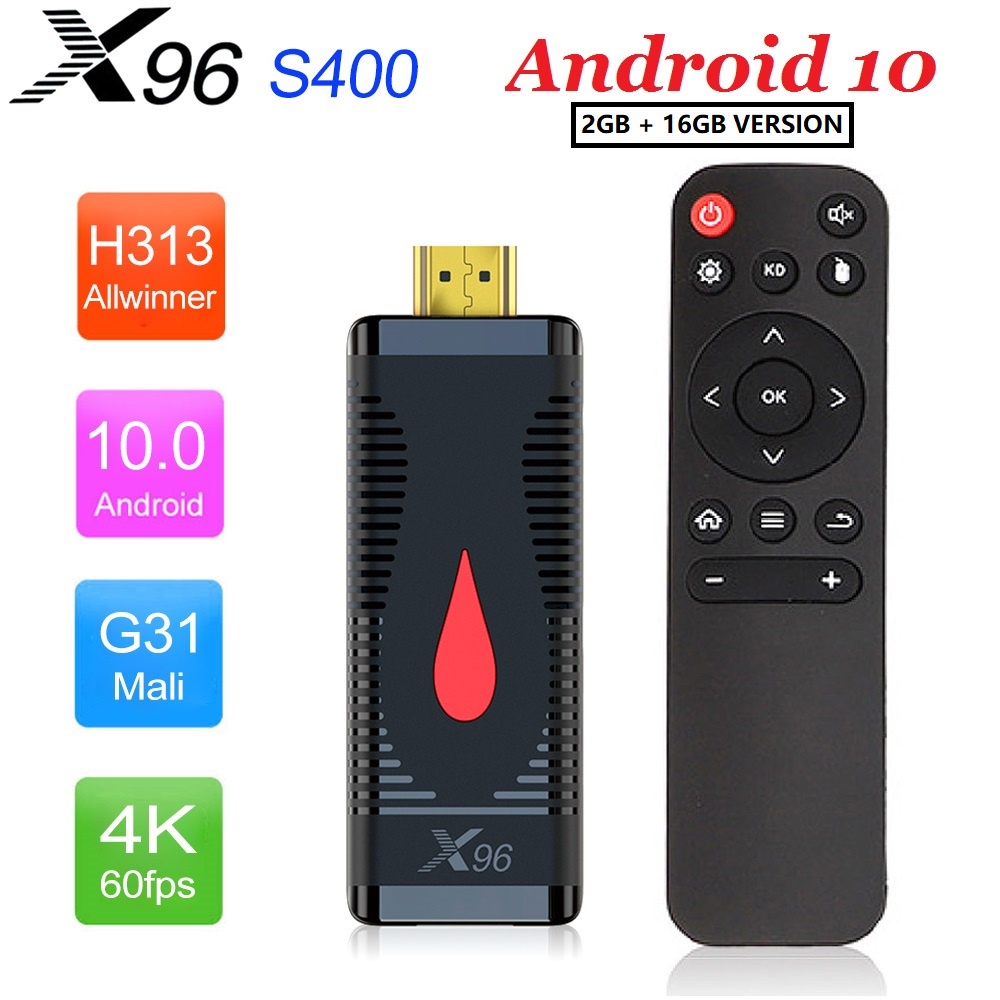 X96 S400 - Android 10 Smart TV Stick 4K UHD - RAM 2GB ROM 16GB