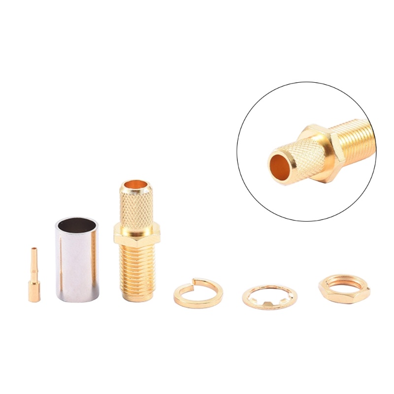 Vivi Konektor Crimp SMA Female Untuk Jumper Kabel Coaxial LMR240 Kuningan Lapis Emas