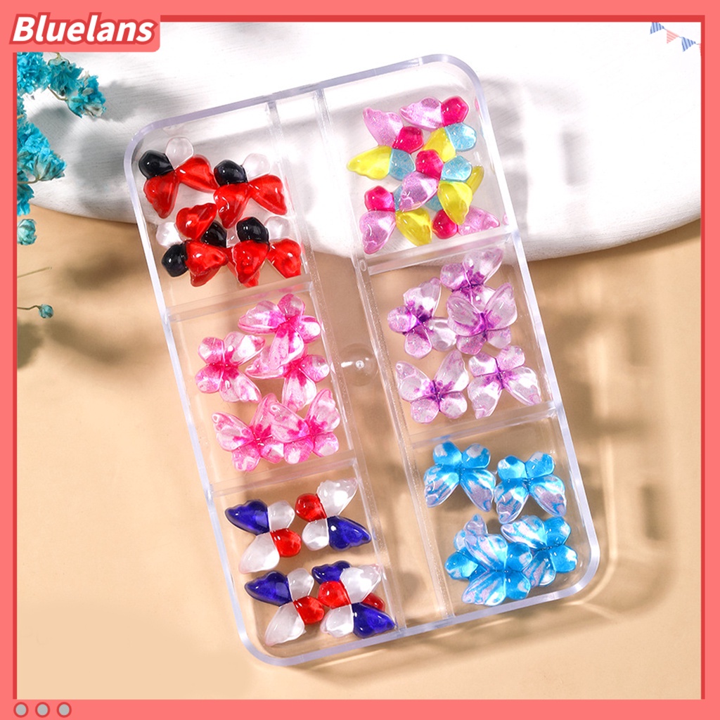 [BLM] 1kotak Nail Art Decor Tiga Dimensi Hidup Tidak Jatuh Permukaan Halus DIY Mini Kartun Kelinci Kodok Kupu-Kupu Beruang Hiasan Kuku Salon Kuku Pasokan
