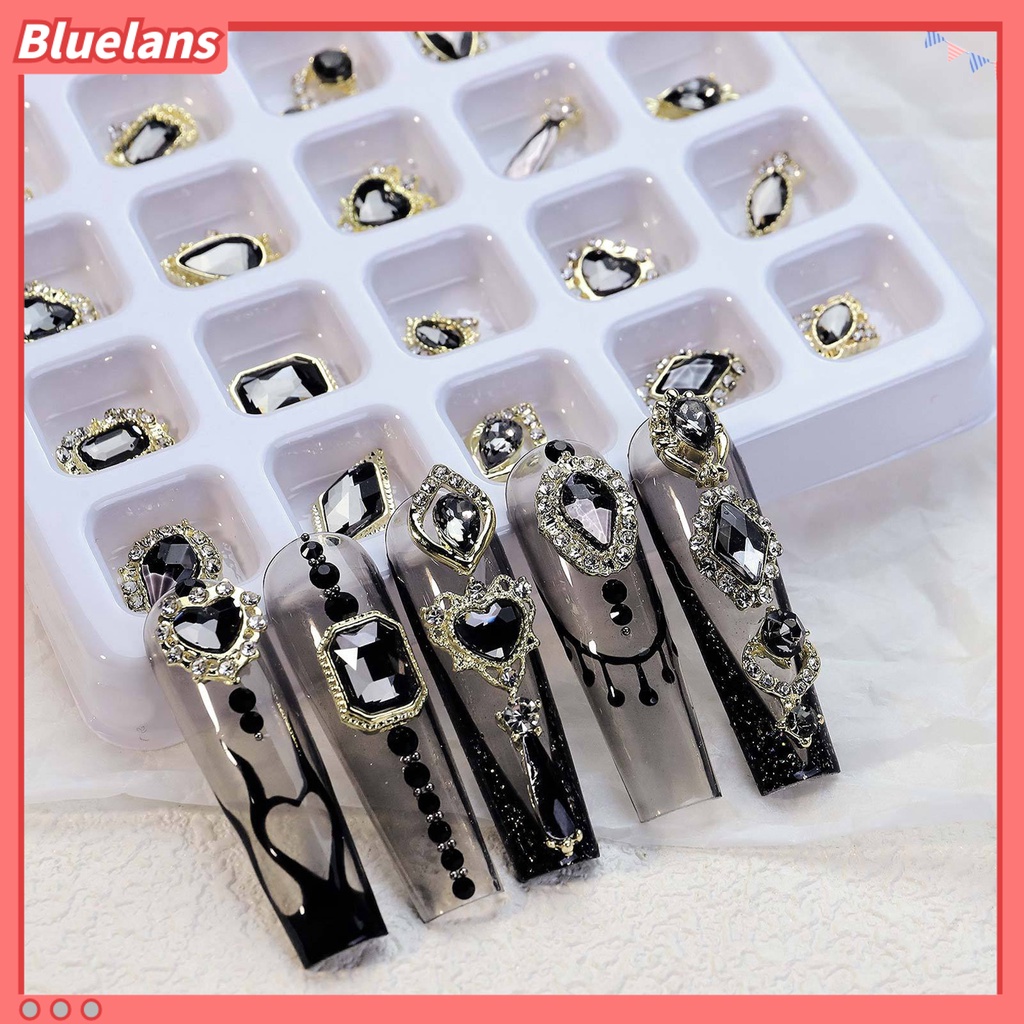 [BLM] 20pcs /Box Nail Art Decor Tiga Dimensi Shining Gloss Sparkling DIY Manicure Faux Diamond Nail Alloy Decor Nail Salon Kuku Supply