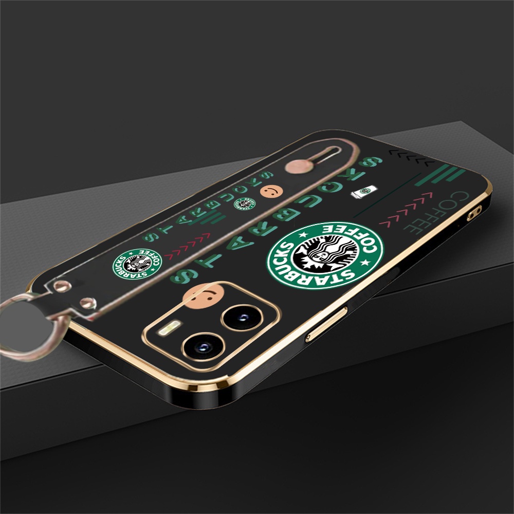 Luxury Case Samsung A24 A14 A04e A04S A03 A03SA13 A12 A11 A23 A02S A10S A10 A12 A20S A52 A52S A50 A50S Starbucks Stand Holder Plating Fashion Karet Soft Cover