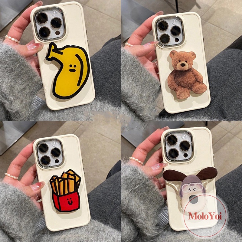 Kartun Lucu Strawberry Bear Manyo Phone Grip Lovely Puppy Cat Bracket Pisang Goreng Fashion Butterfly Fresh Flower Universal Scalable Phone Stand Holder