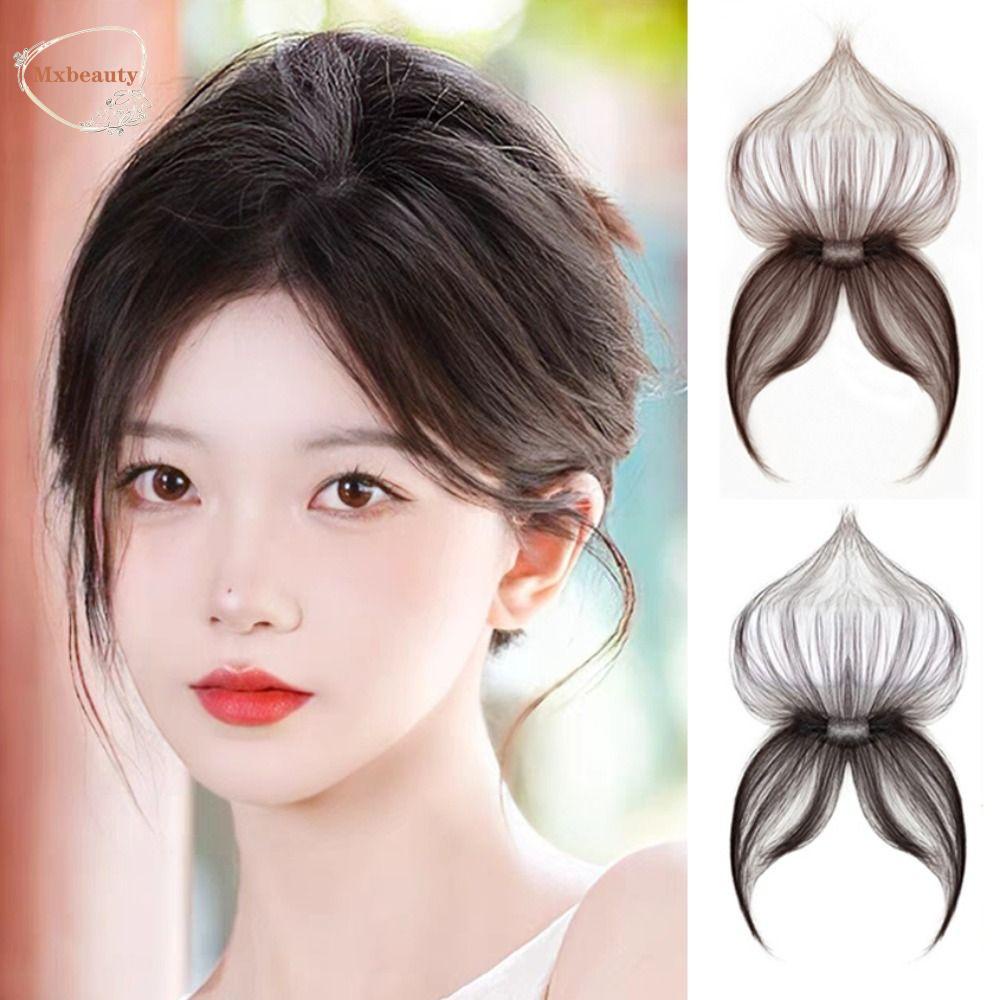 Mxbeauty 3D Delapan Karakter Poni Fasion Coklat Tak Terlihat Wanita Berbulu Penutup Palsu Rambut Putih Meningkatkan Volume Rambut Gadis Ekstensi Rambut