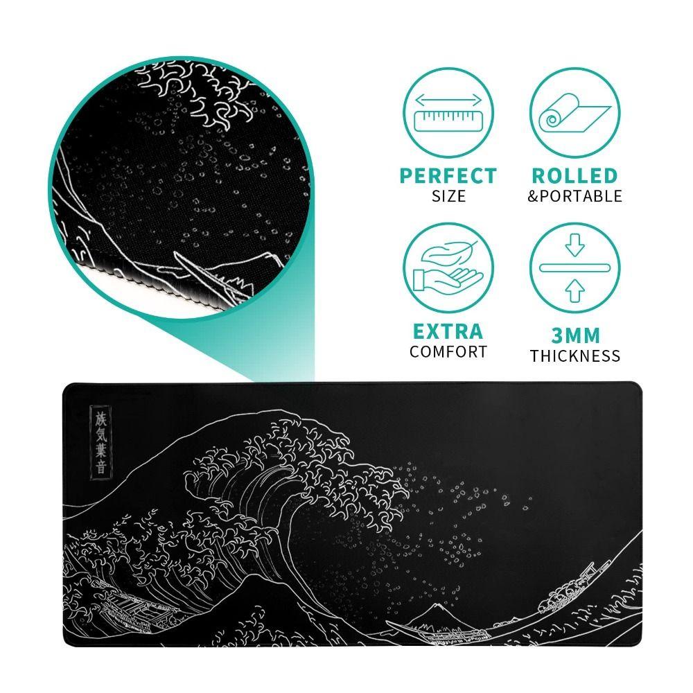 Populer Mouse Pad Kantor Alas Meja Hitam Besar Non-Slip