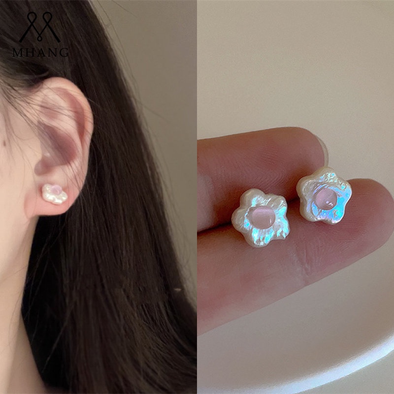 Anting Bunga Opal Mutiara Korea Anting Bunga Putih Vintage Baru2023Terbaru Perhiasan Fashion