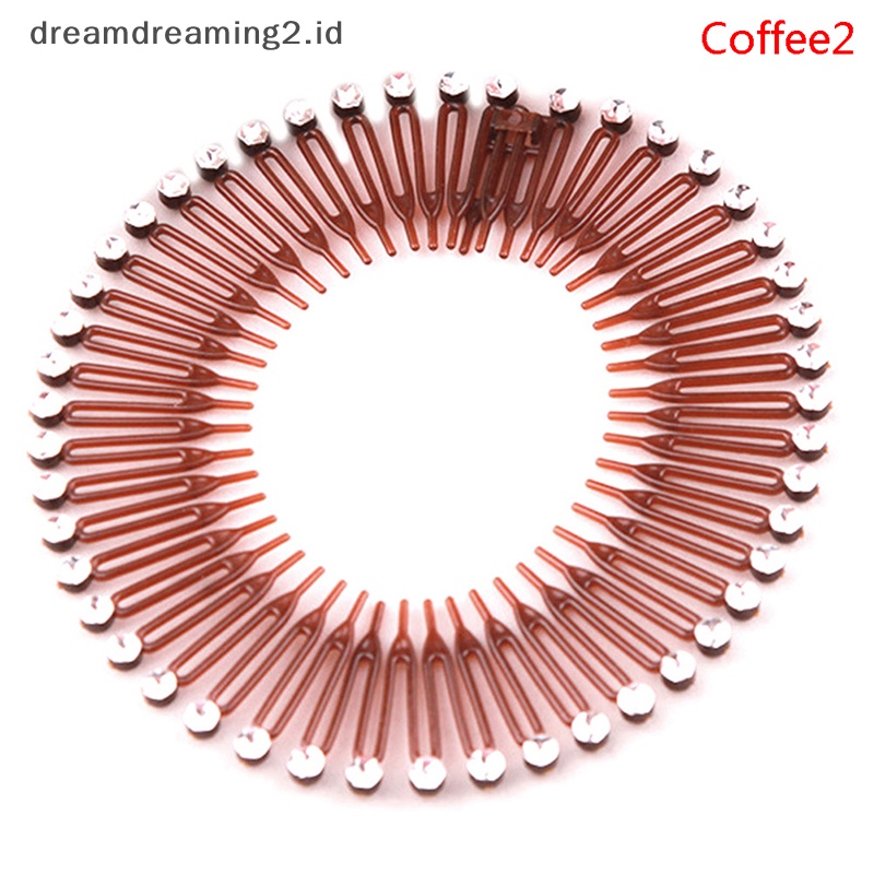 (drea) Wanita Plastik Full Lingkaran Stretch Diamond Flexible Sisir Gigi Bando Rambut Band //